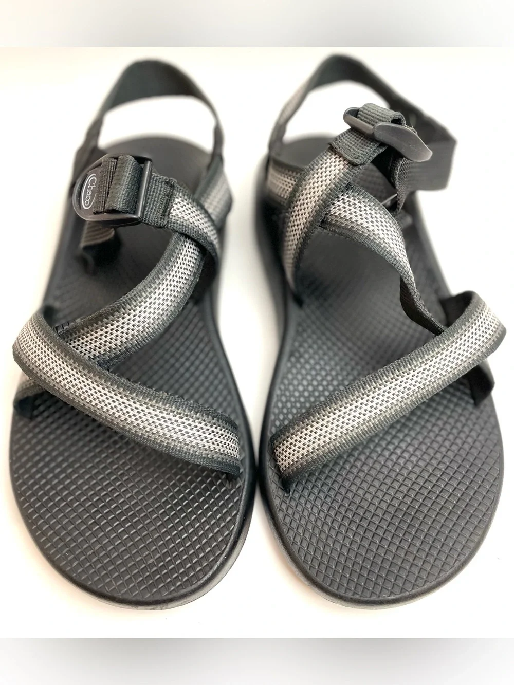 Chaco Z/Cloud Hiking Sport Sandals Black Gray Adjustable Straps Outdoor Sz 11
